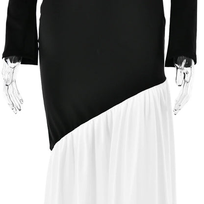 A stylish long sleeve dress with a slim, figure-flattering silhouette and classic round neckline