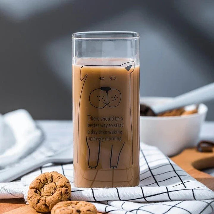 Funny Animals Glass with a playful pig design, made from eco-friendly glass with a 13oz capacity, perfect for everyday use.