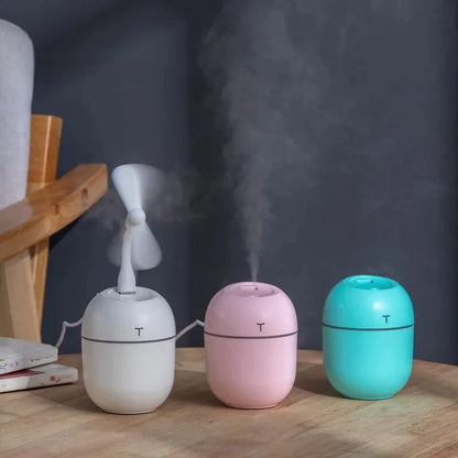 Compact Ultrasonic Humidifier, Aroma Diffuser and LED Night Lamp with 220ml Water Tank and USB Power Supply