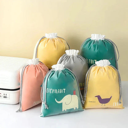 Cartoon Cute Large Capacity Waterproof Drawstring Storage Bag in Yellow Color