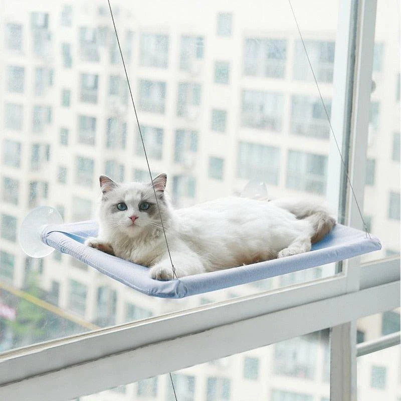 Cozy cat hammock in various colors, including green, khaki, purple, blue, and more, with and without cushions