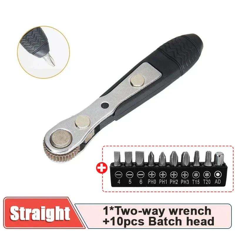 Compact Ratchet Wrench Screwdriver with Magnetic Adsorption for Precise Repair Work in Tight Spaces