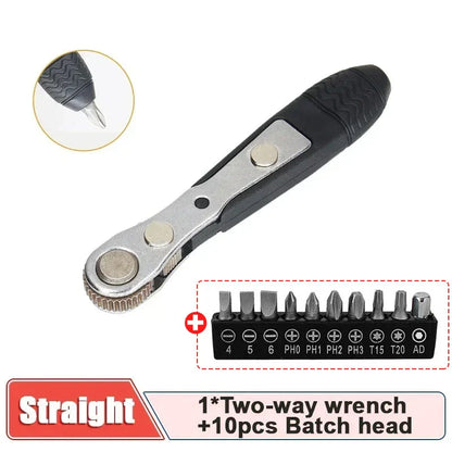 Compact Ratchet Wrench Screwdriver with Magnetic Adsorption for Precise Repair Work in Tight Spaces