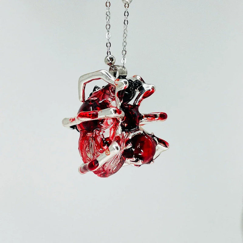 Hhomeenjoy Handcrafted Spider Web Heart Pendant Necklace