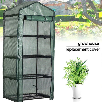 Compact 4-Tier Mini Greenhouse Cover with Roll-Up Zipper Door for Indoor Gardening