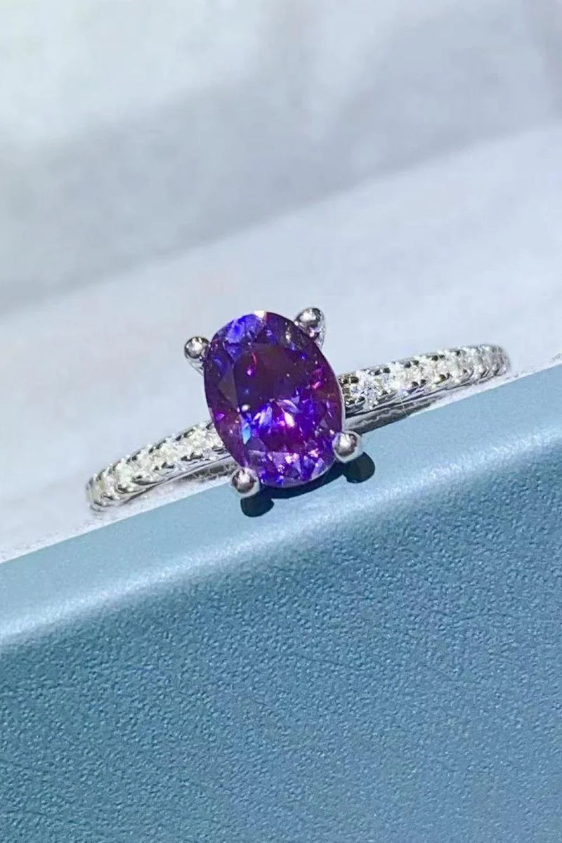 Hhomeenjoy Exquisite 1 Carat Purple Moissanite Solitaire Ring in 925 Sterling Silver
