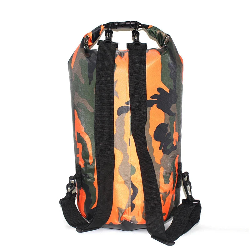 Rugged waterproof backpack made of durable ripstop polyester, perfect for outdoor adventures like hiking, camping, and beach trips.