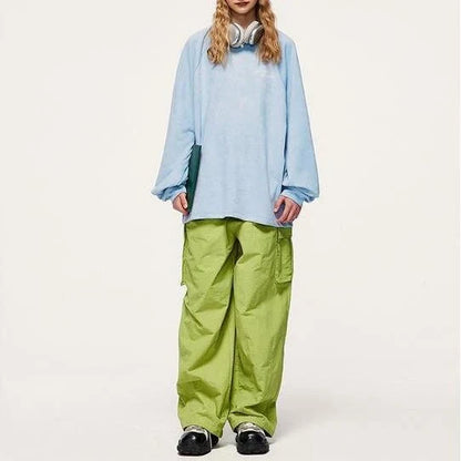 Cozy Embossed Faux-Suede Long-Sleeve T-Shirt in Blue with Unique Textured Design