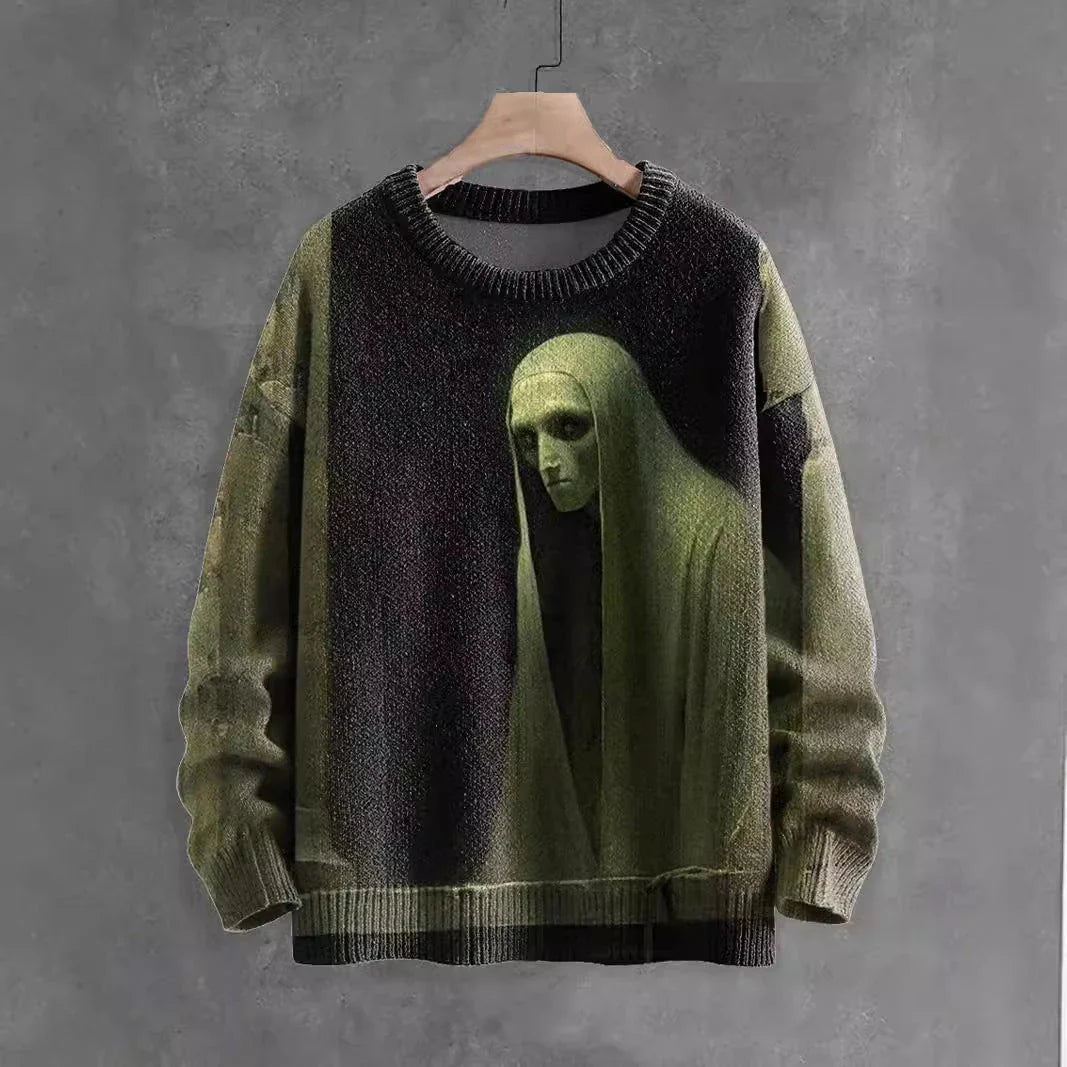 Ghostly Halloween sweater with playful ghost design, available in a variety of colors and sizes