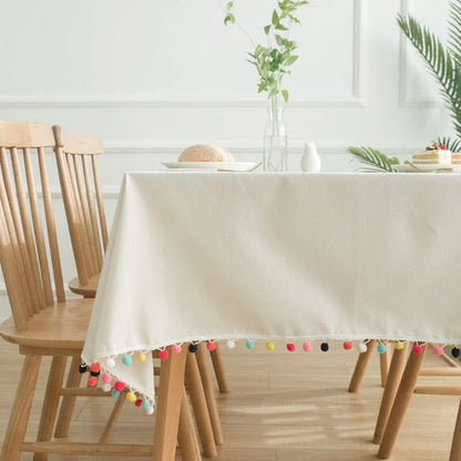 Elegant cotton-linen tablecloth in various sizes, featuring a clean, sophisticated design that complements any dining setting.