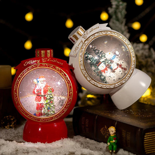 Snowflake music box with automatic snow feature playing classic Christmas melodies