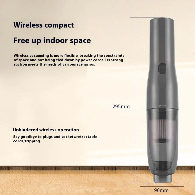 Cordless vacuum cleaner with wireless charging capabilities, powerful suction, and versatile blower function for cleaning home and car