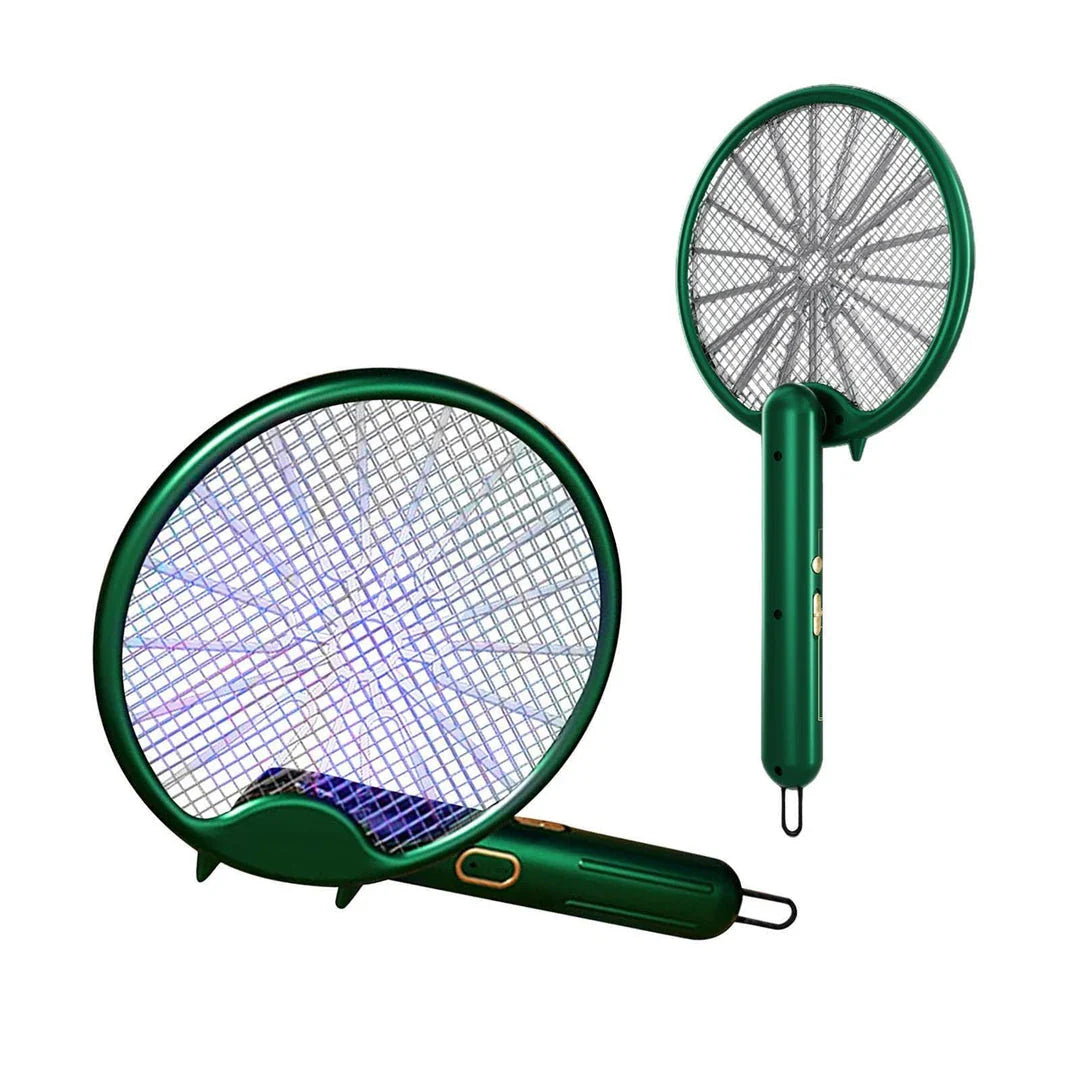 Electric Mosquito Racket with smart chip, powerful zapping grid, and compact foldable design for mosquito-free outdoor enjoyment
