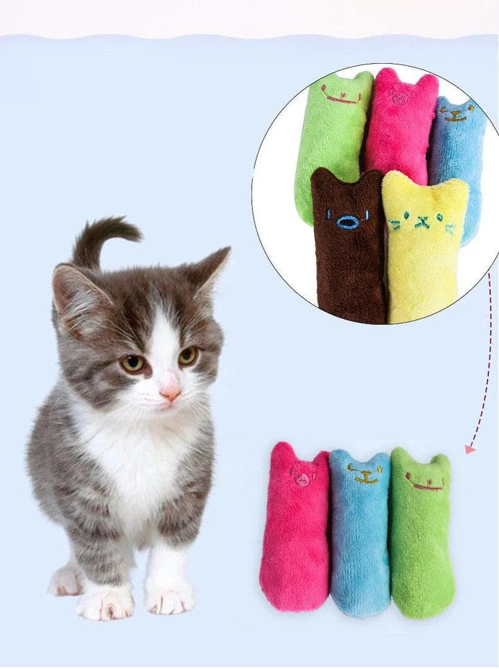 Cozy cotton-gray plush toy filled with catnip for playful cats
