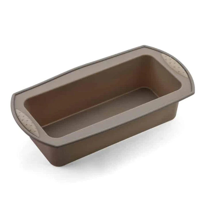 Vibrant silicone cake mold in grey color, used for baking colorful and creative desserts