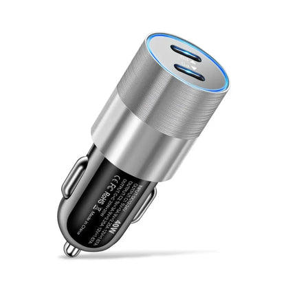 68W Dual USB-C Car Charger with lightning-fast charging capabilities and sleek, compact design