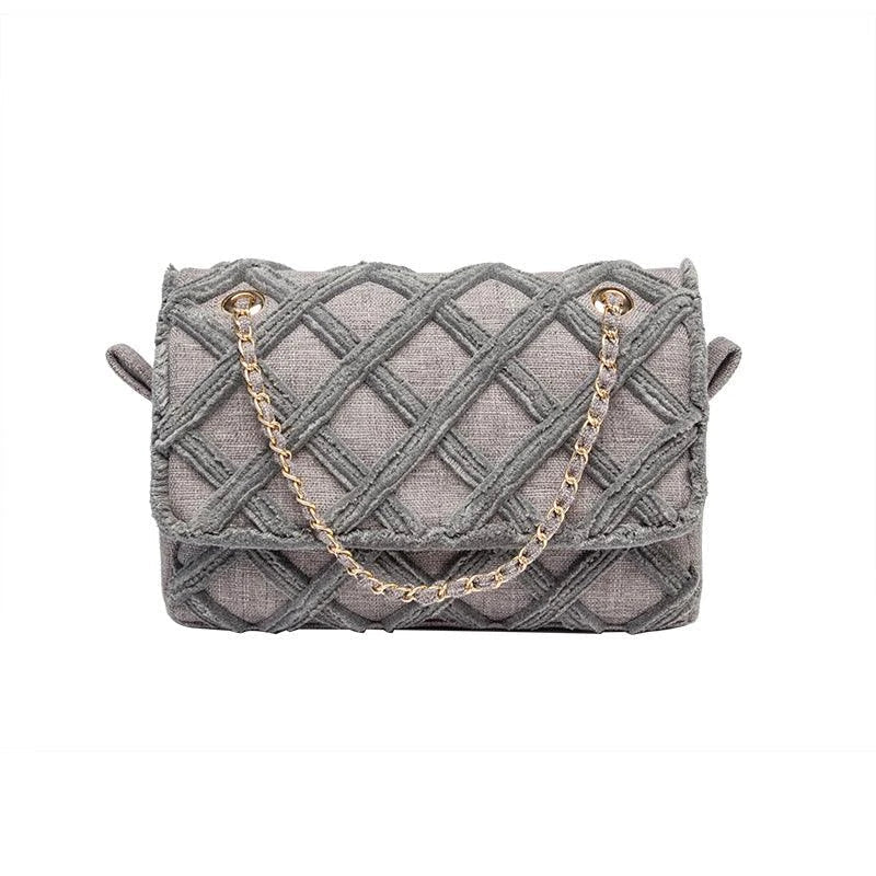 Stylish rhombus-patterned messenger bag for ladies with a retro single shoulder design and durable polyester construction