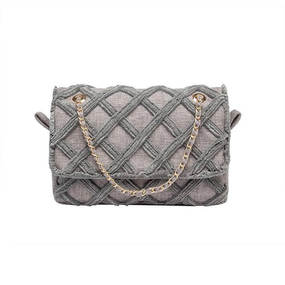 Stylish rhombus-patterned messenger bag for ladies with a retro single shoulder design and durable polyester construction