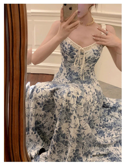 Trendha Retro Floral Strap Dress with A-line silhouette and adjustable straps for a flattering fit