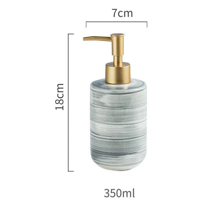 Luxury Nordic-Style Ceramic Soap Dispenser Set with smooth, glossy finish and easy-to-use press pump