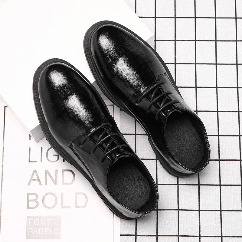 Men's waterproof, breathable, versatile black business casual shoes with durable rubber sole and comfortable PU insole