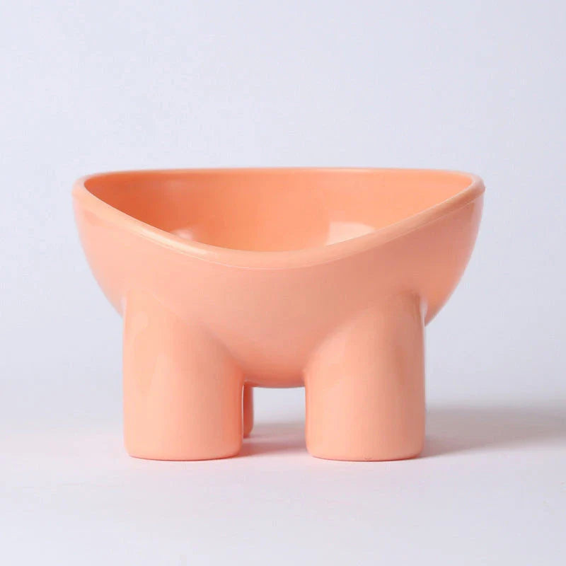 Elevated high foot pet bowl with neck support and anti-tip design for small dogs and cats