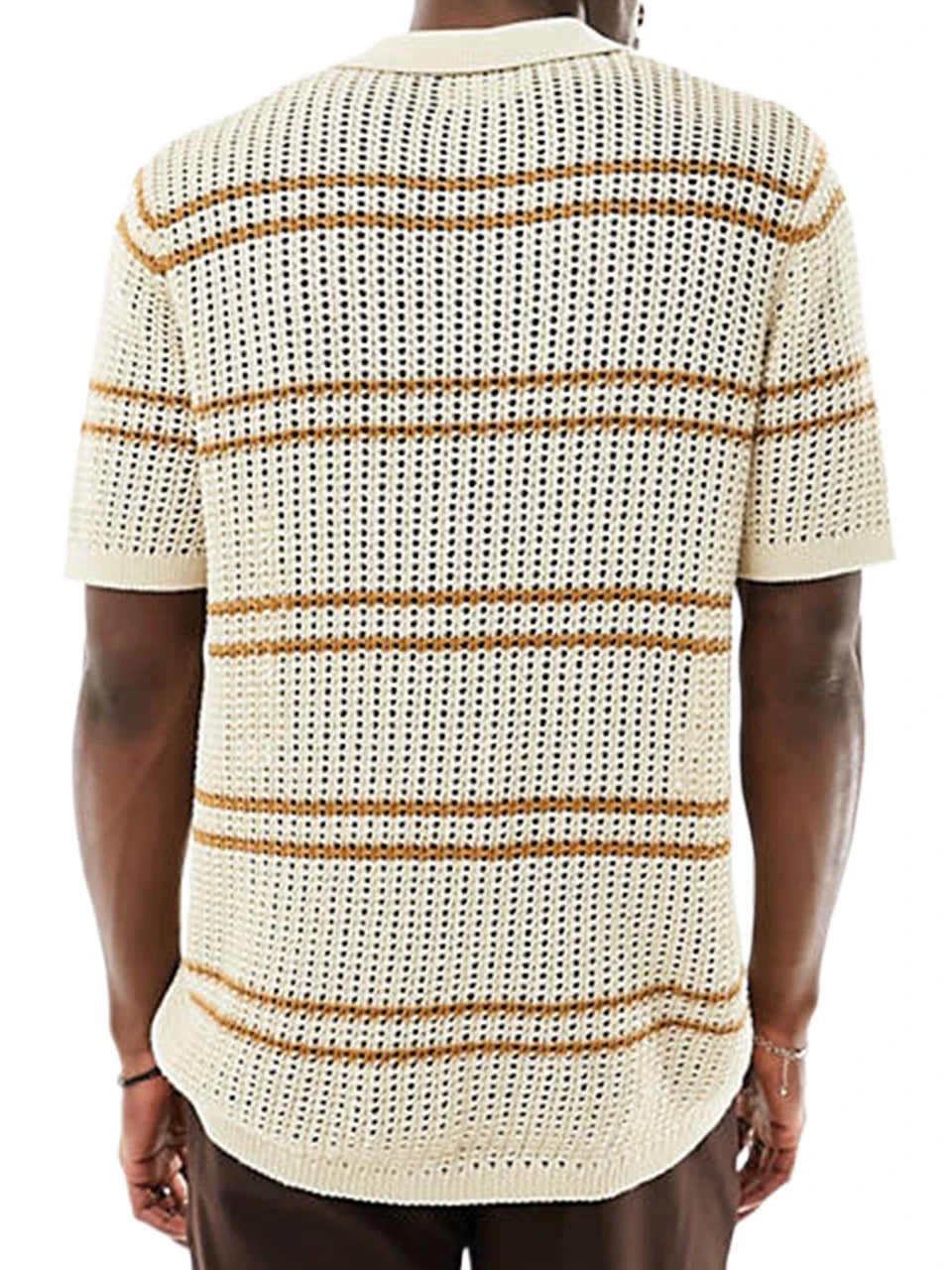 A classic men's knit cardigan with a stylish short-sleeve design, perfect for casual summer wear
