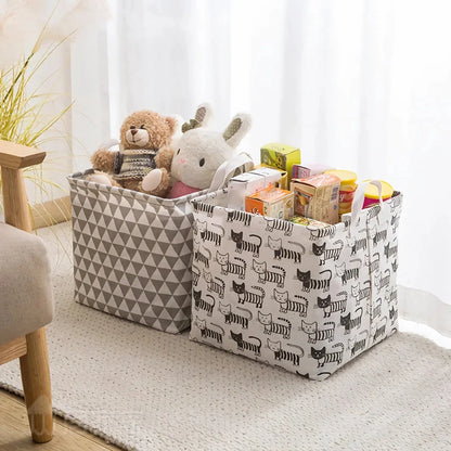 Eco-Friendly Folding Laundry Storage Basket with Stylish Geometric Pattern