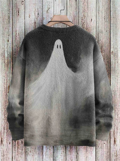 Ghostly Halloween sweater with playful ghost design, available in a variety of colors and sizes