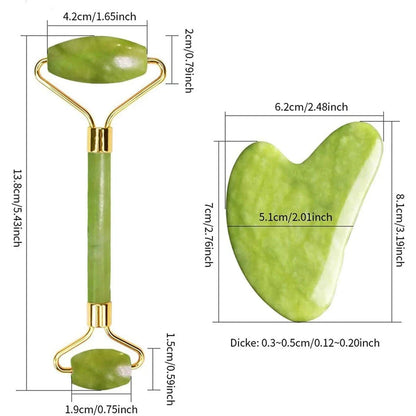 Premium natural jade roller and gua sha set for a luxurious facial massage and skin rejuvenation