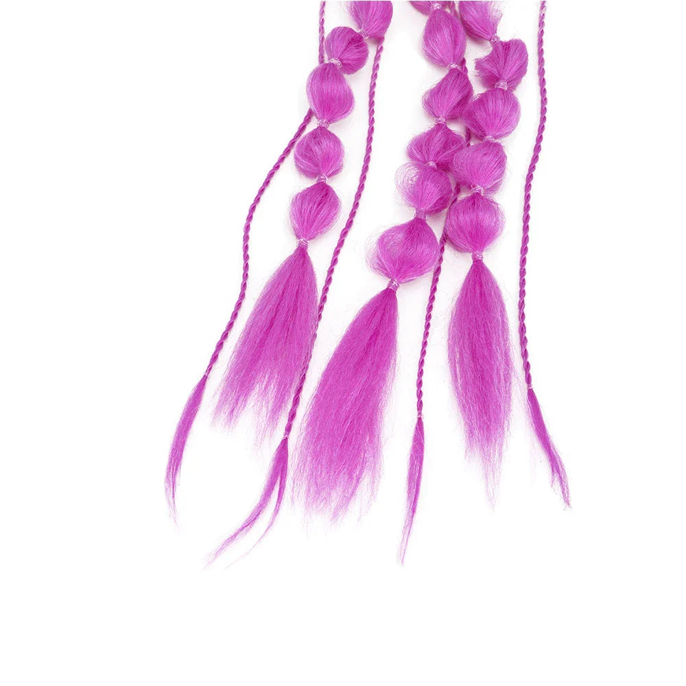 Colorful bubble braid ponytail wig made of high-quality heat-resistant fibers for a vibrant, unique style
