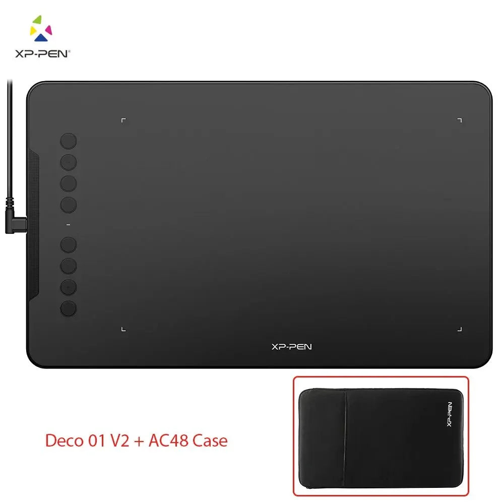XPPen Deco 01 V2 10-inch Digital Drawing Tablet with Customizable Shortcuts and Tilt-Supported Stylus