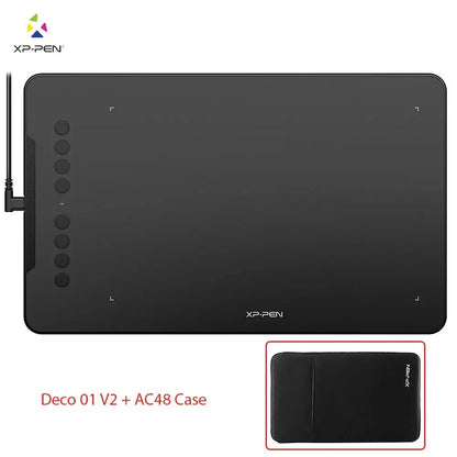 XPPen Deco 01 V2 10-inch Digital Drawing Tablet with Customizable Shortcuts and Tilt-Supported Stylus