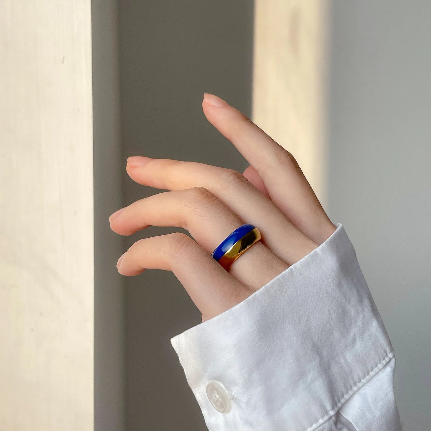Premium dark blue titanium steel ring with a sleek, modern design for stylish American men