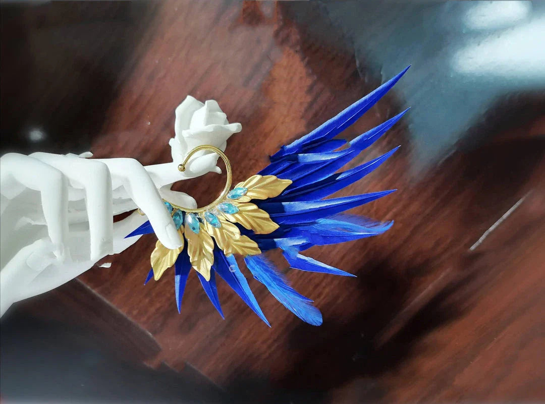 Elegant feather earrings with delicate angel wing design in various color options