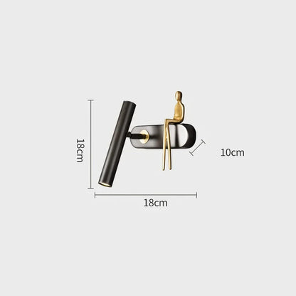 Stylish and versatile bedroom wall lamp with a sleek, postmodern design and a luxurious gold finish