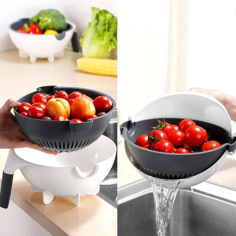 Hhomeenjoy Multifunctional 9-in-1 Vegetable Slicer with Drain Basket