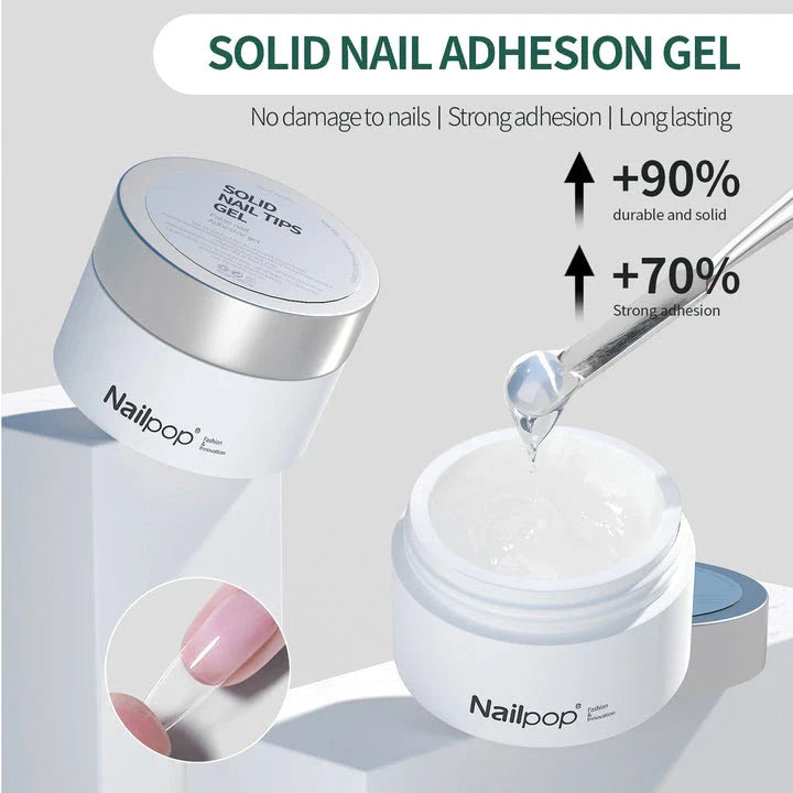 Nailpop Solid Nail Patch Gel - Transparent, long-lasting adhesive for professional-looking nail tips at home