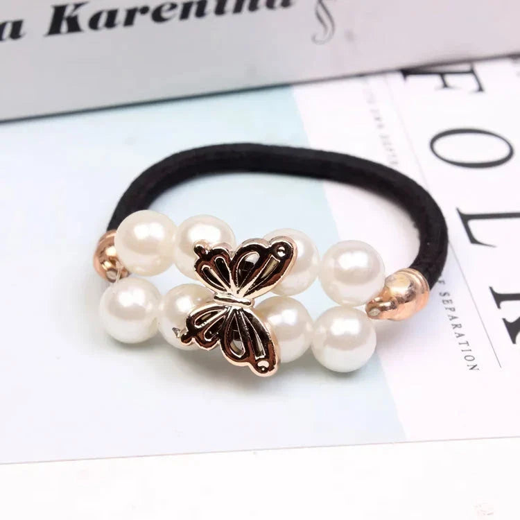 Chic Pearl Floral Elastic Hair Bands with elegant pearl and floral design for versatile hairstyles
