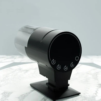 Intelligent Aquarium Fish Farming Automatic Fish Feeder in black color