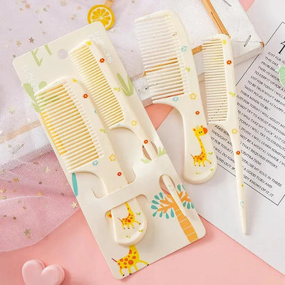 Adorable green animal-themed kids hairstyling comb set with fine-toothed and pointed tail combs