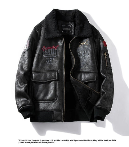 Cozy lambswool fleece-lined suede jacket in classic black and brown colors