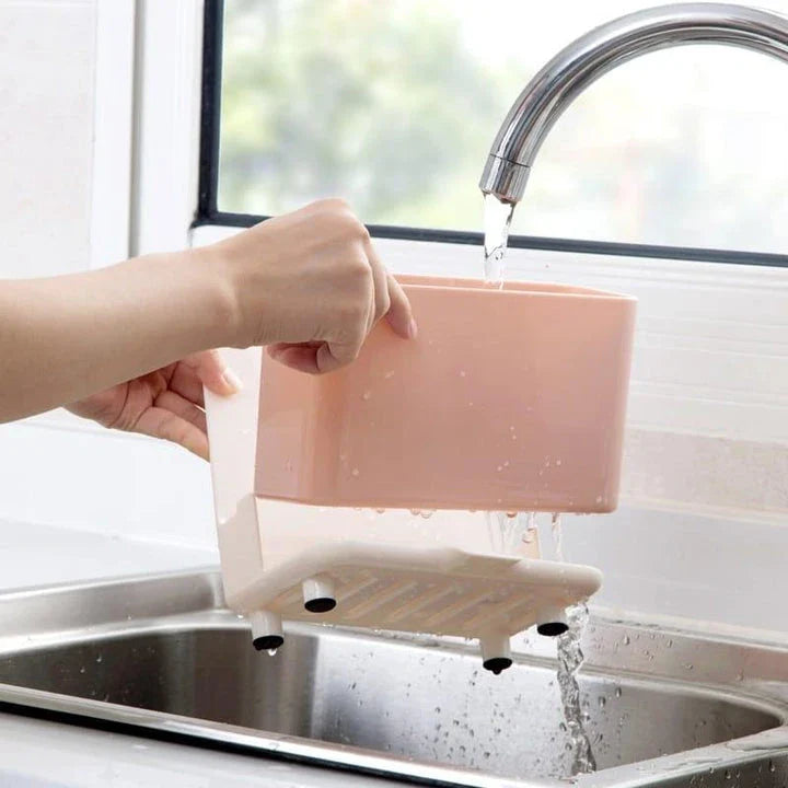 Pastel color kitchen organizer made of eco-friendly ABS material, offering versatile storage solutions for spices, utensils, and small appliances