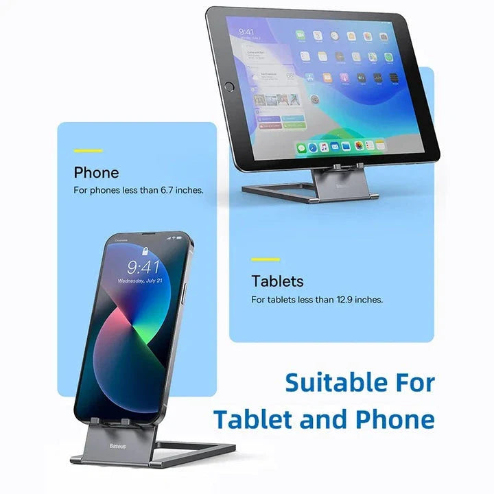 Aluminum Foldable Desktop Tablet and Laptop Stand with Adjustable Angles and Sleek Design