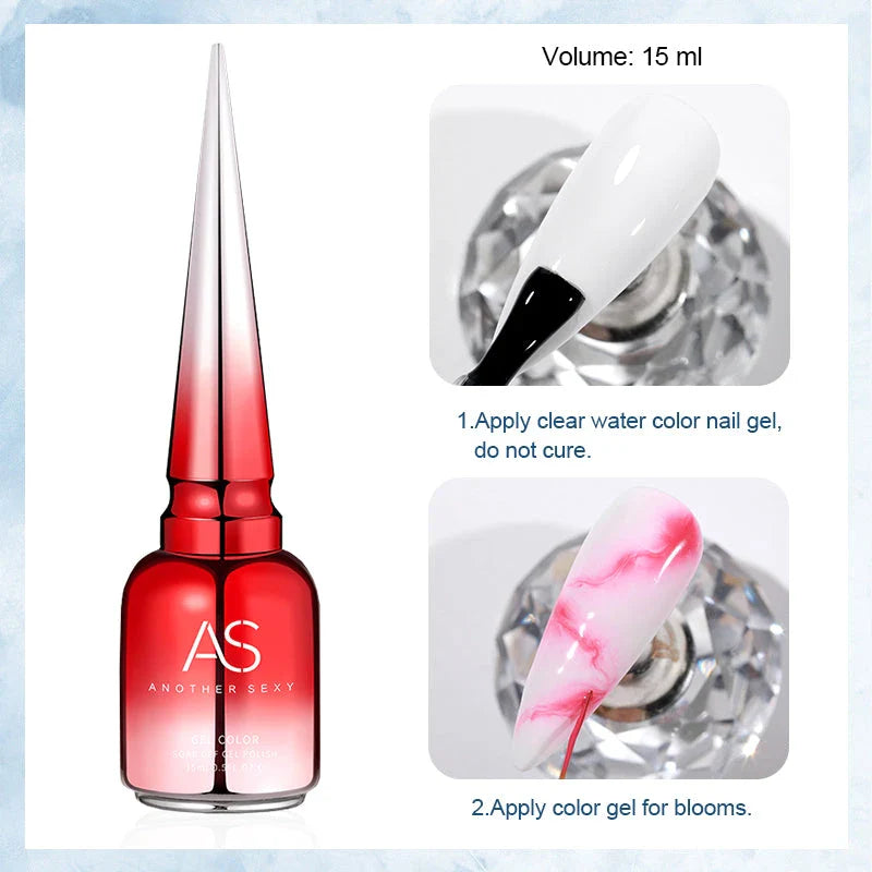 Clear Blooming Gel Polish - A 15ml UV LED soak-off nail art polish that creates mesmerizing marble effects for your nails