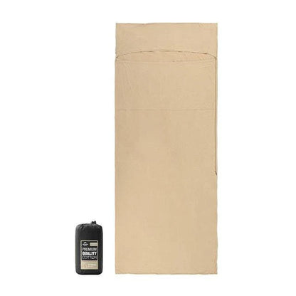 Premium cotton sleeping bag liner for comfortable and hygienic outdoor adventures and travel