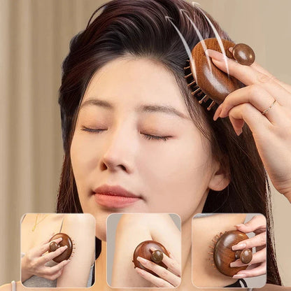 Aromatherapy Scalp Massager: Sandalwood Hair Comb with Air Cushion Technology for Gentle Scalp Stimulation and Healthy Hair Growth