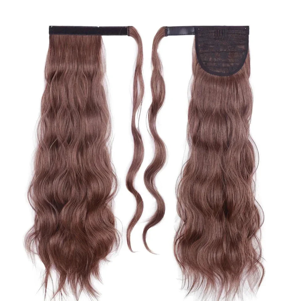 Glamorous blonde wavy clip-in ponytail for a Hollywood-inspired hairstyle