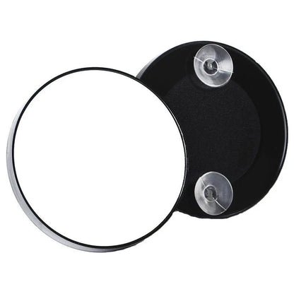 A high-definition magnifying mirror with a strong suction cup attachment for hands-free use in the bathroom or on the go.