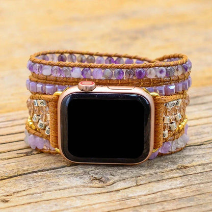 Geometric Bead Hand Woven Watch Strap with premium crystal beads and adjustable design for a comfortable fit